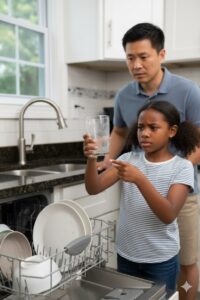 راهنمای گام به گام شارژ نمک ماشین ظرفشویی پاک ظرف لیوان کدر